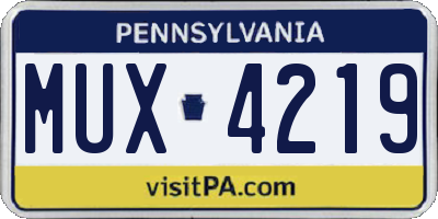 PA license plate MUX4219