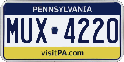 PA license plate MUX4220