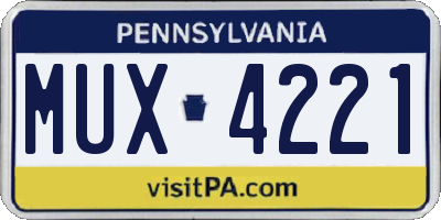 PA license plate MUX4221