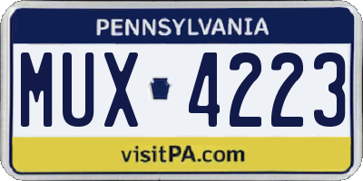 PA license plate MUX4223