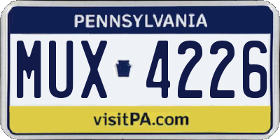 PA license plate MUX4226
