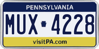 PA license plate MUX4228