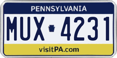 PA license plate MUX4231