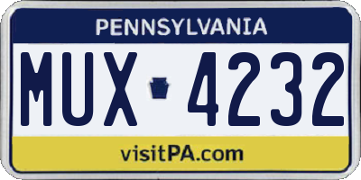 PA license plate MUX4232