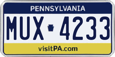 PA license plate MUX4233