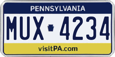 PA license plate MUX4234