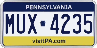 PA license plate MUX4235