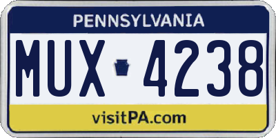 PA license plate MUX4238