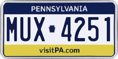 PA license plate MUX4251