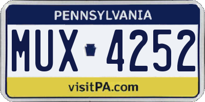 PA license plate MUX4252