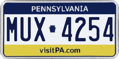 PA license plate MUX4254