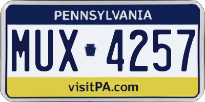 PA license plate MUX4257