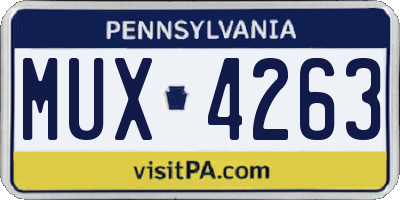 PA license plate MUX4263