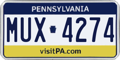 PA license plate MUX4274