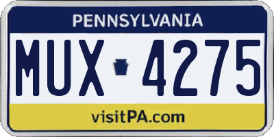 PA license plate MUX4275