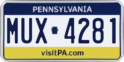 PA license plate MUX4281