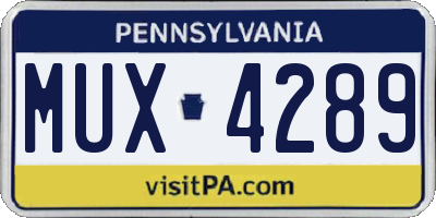 PA license plate MUX4289