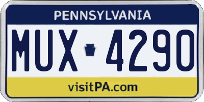 PA license plate MUX4290