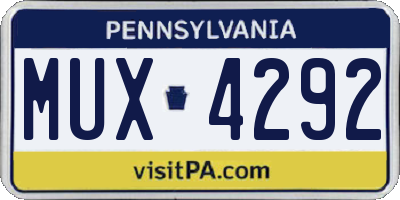 PA license plate MUX4292