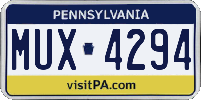 PA license plate MUX4294