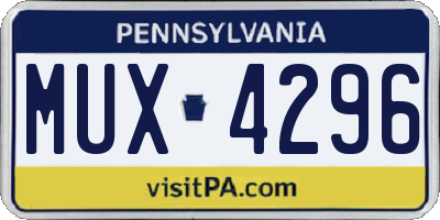 PA license plate MUX4296