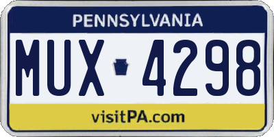 PA license plate MUX4298