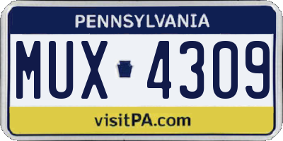 PA license plate MUX4309