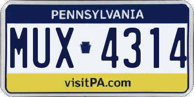 PA license plate MUX4314
