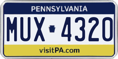 PA license plate MUX4320