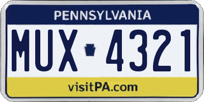 PA license plate MUX4321