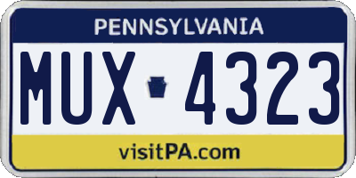 PA license plate MUX4323