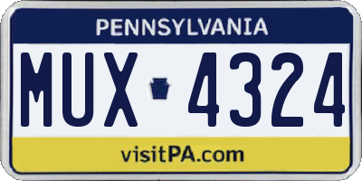 PA license plate MUX4324