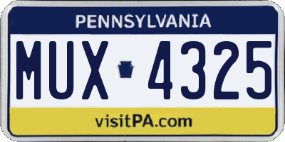 PA license plate MUX4325