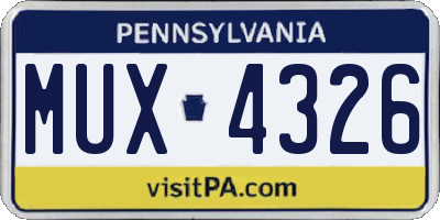 PA license plate MUX4326
