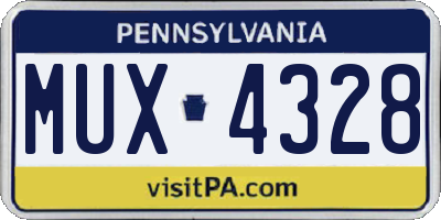 PA license plate MUX4328