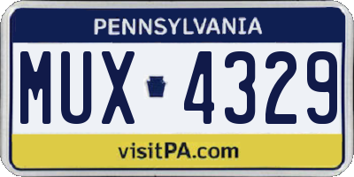 PA license plate MUX4329
