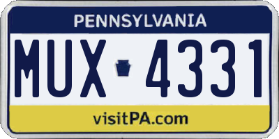 PA license plate MUX4331