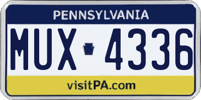 PA license plate MUX4336