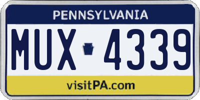 PA license plate MUX4339