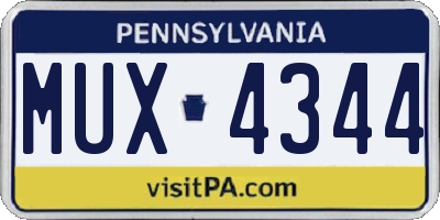 PA license plate MUX4344