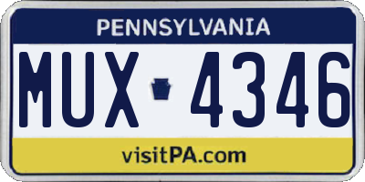 PA license plate MUX4346
