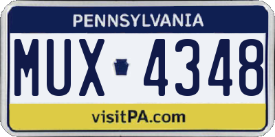 PA license plate MUX4348