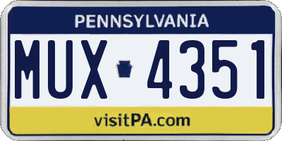 PA license plate MUX4351