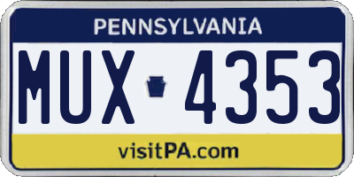 PA license plate MUX4353