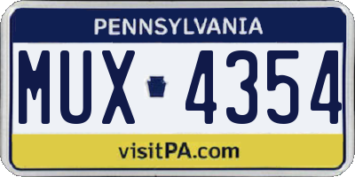 PA license plate MUX4354
