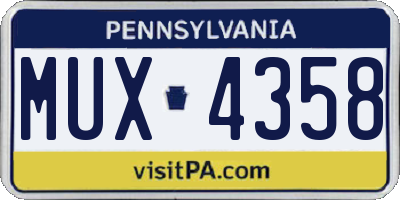 PA license plate MUX4358