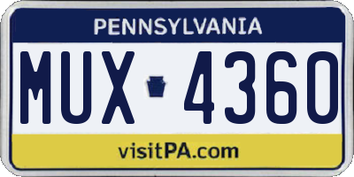 PA license plate MUX4360