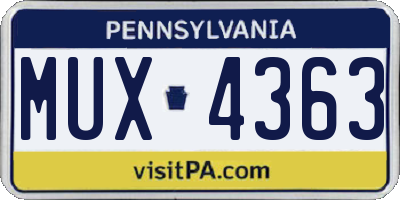 PA license plate MUX4363