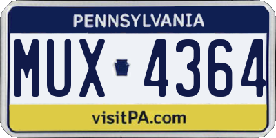 PA license plate MUX4364