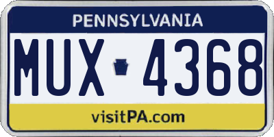 PA license plate MUX4368
